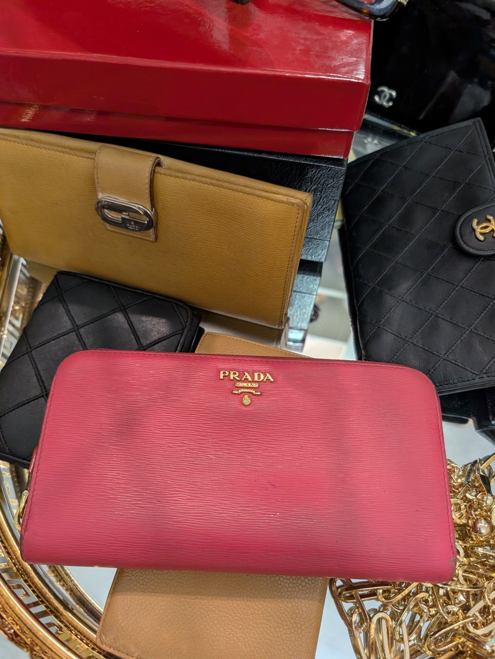 Prada Red Leather Zip Wallet - Prada